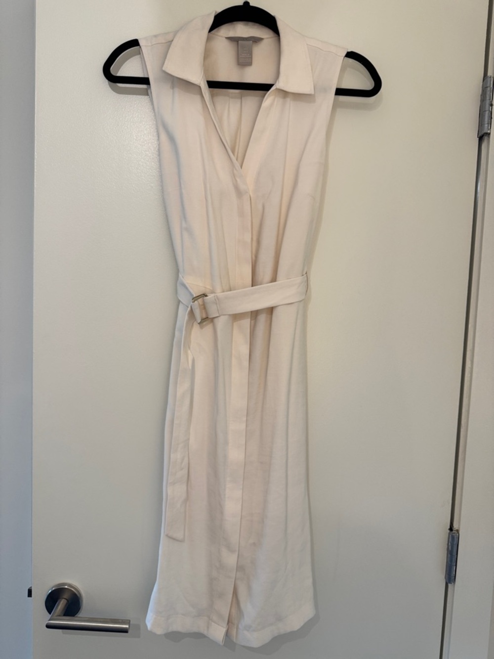 H&M Cream Sleeveless Midi Shirt Dress with Belt